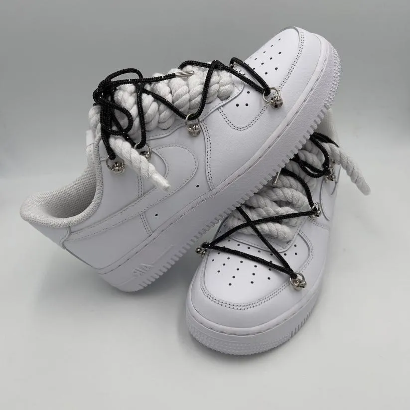 Nike Air Force 1 Rope Laces White??Triple Crystal Black Calm Mood Old School