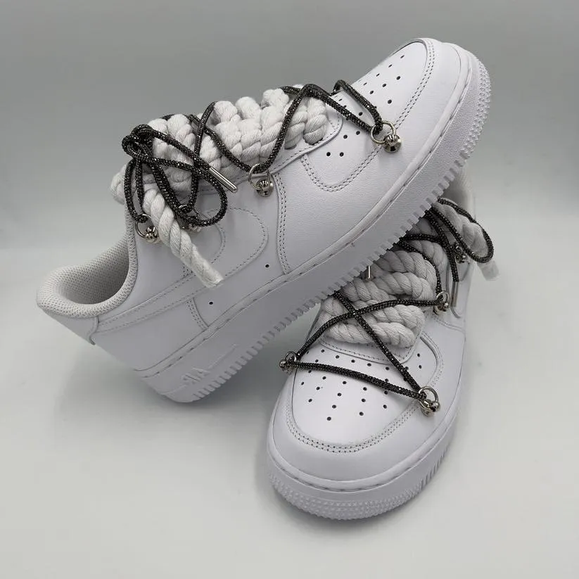 Nike Air Force 1 Rope Laces White??Triple Crystal Grey Beach Vibe