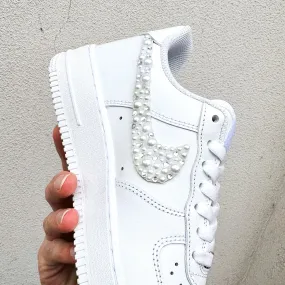 Nike Air Force 1 Wedding Swarovski Diamonds & Pearls" Dual Tone Park Day