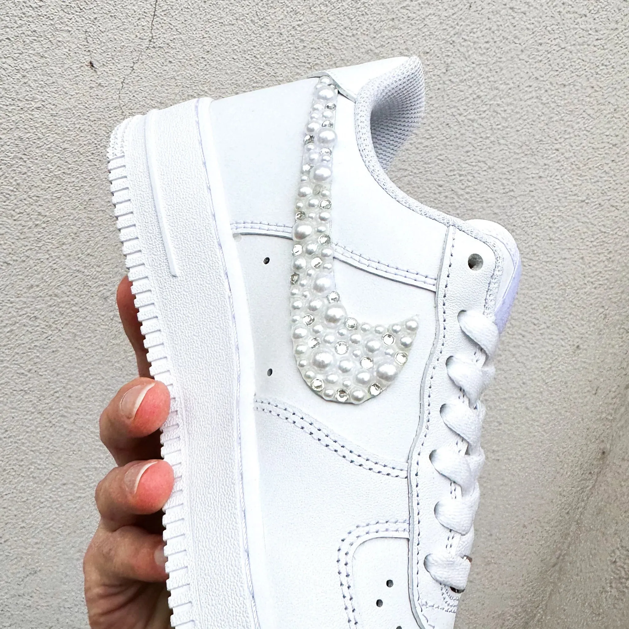 Nike Air Force 1 Wedding Swarovski Diamonds & Pearls" Dual Tone Park Day
