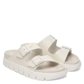 Non-Slip Sole Birkenstock Women's Arizona Chunky Leather in Eggshell Breathable mesh
