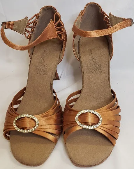 warm glow Non Slip Wellness Seekers 3" Stephanie II -- Women's Flare Heel Rhinestone Ballroom Sandal