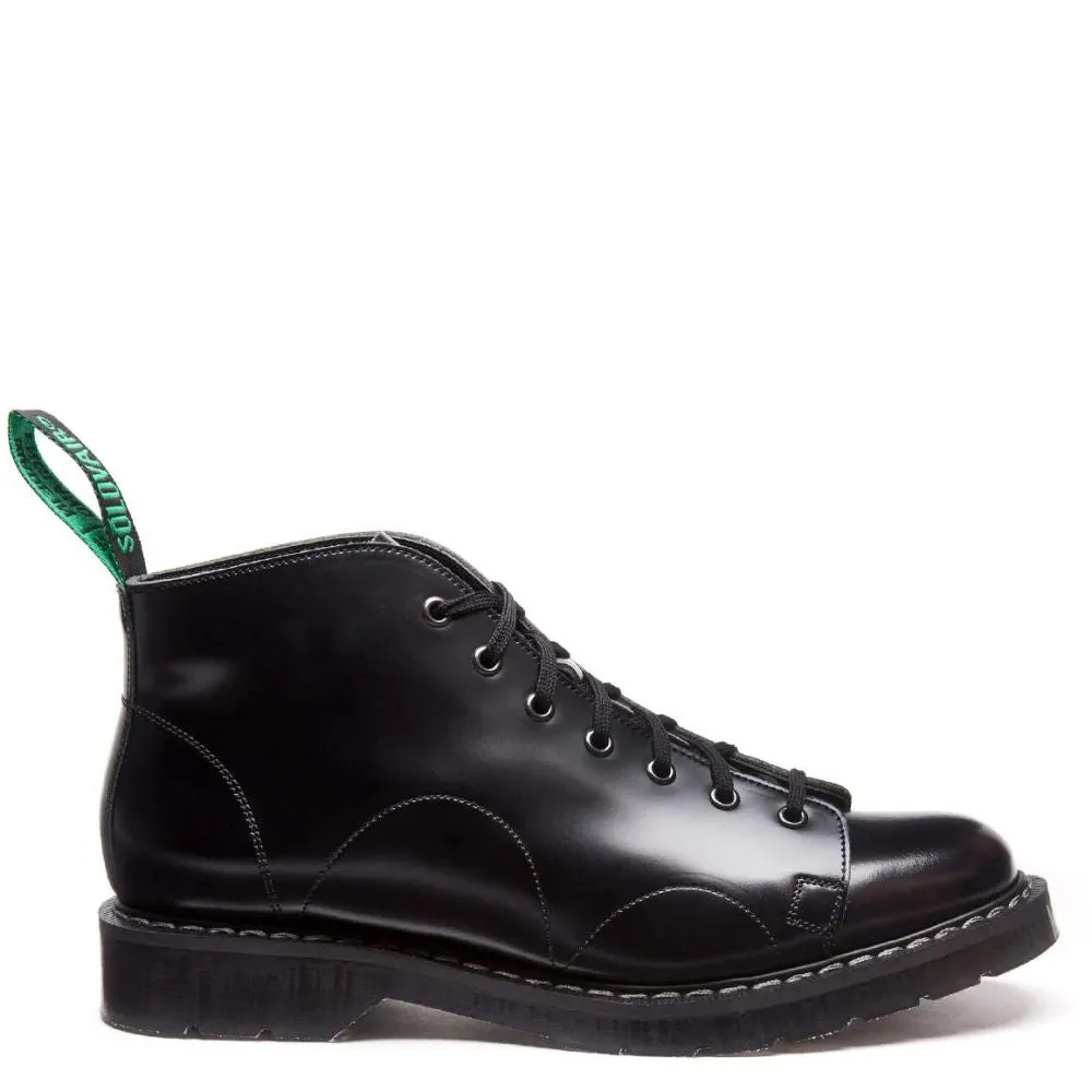 Anti   Slip Sole Solovair Monkey Boot in Black Hi-Shine Heat Retain