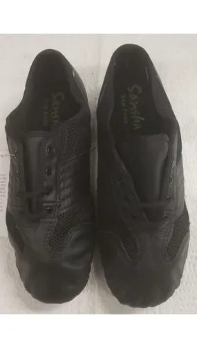 San Juan -- Leather Split Sole Jazz Oxford with Suede Sole -- Black Flexible Fit