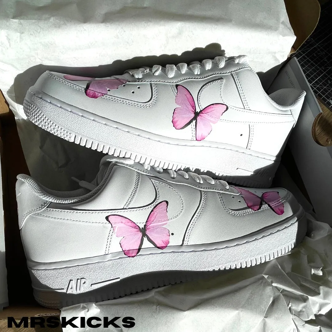 Custom Pink Butterfly Airforce 1 Enhanced grip