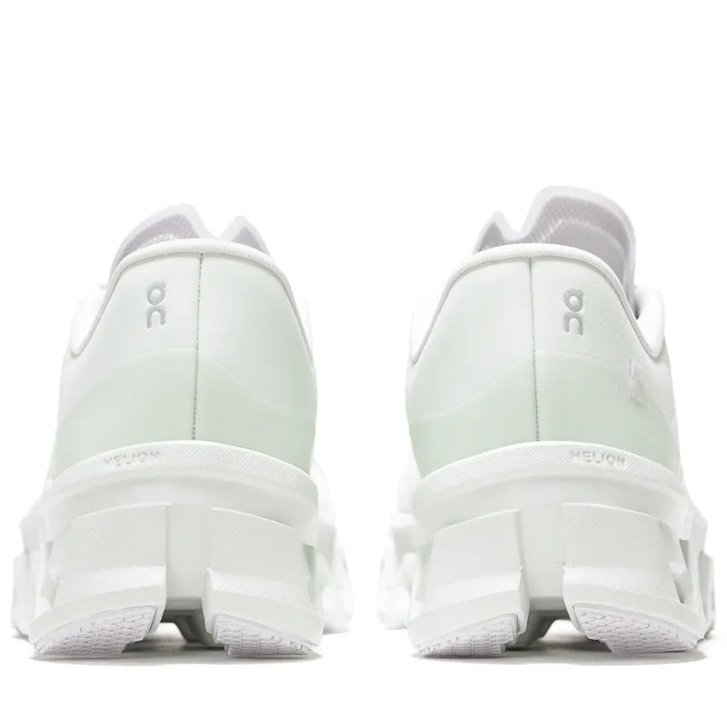 POST ARCHIVE FACTION x On Cloudmonster 2 - Vapor/Frost running in a desert shoes Shock Reducing