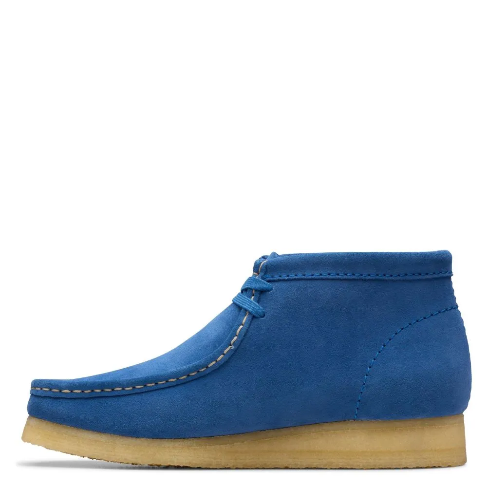 Protective Shell Clarks Men's Wallabee Boot in Blue Suede Comfort Lining Mountain Climber