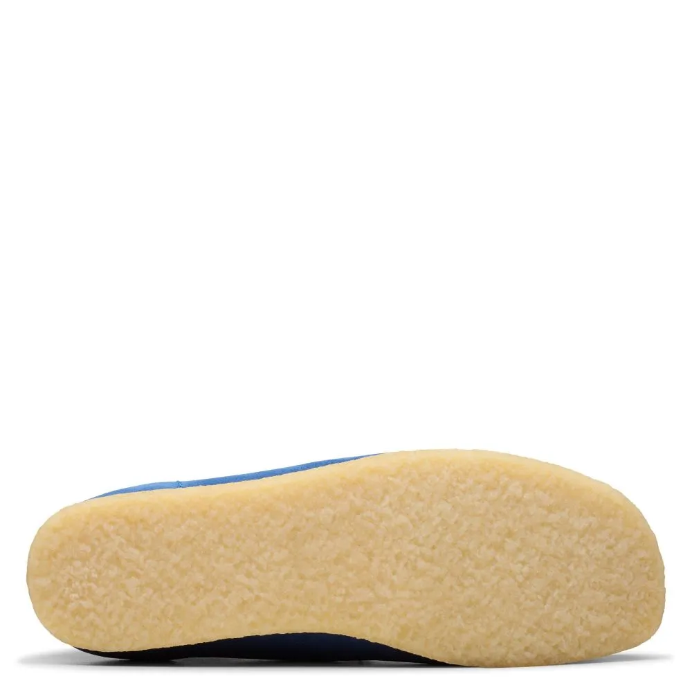 Leather Upper Ultra Comfort foldable Clarks Men's Wallabee Boot in Blue Suede