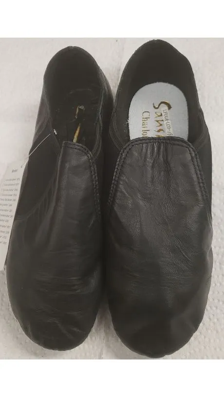 Gym Life Nicolette -- Leather Split Sole Jazz Slip-on -- Black