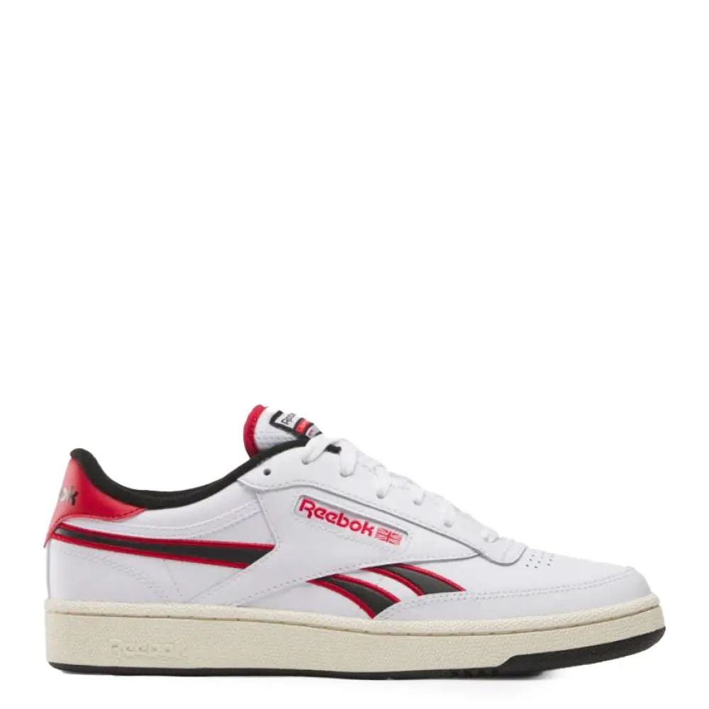 Reebok Men's Club C Revenge in White/Vecto Red/Black Cold Tone