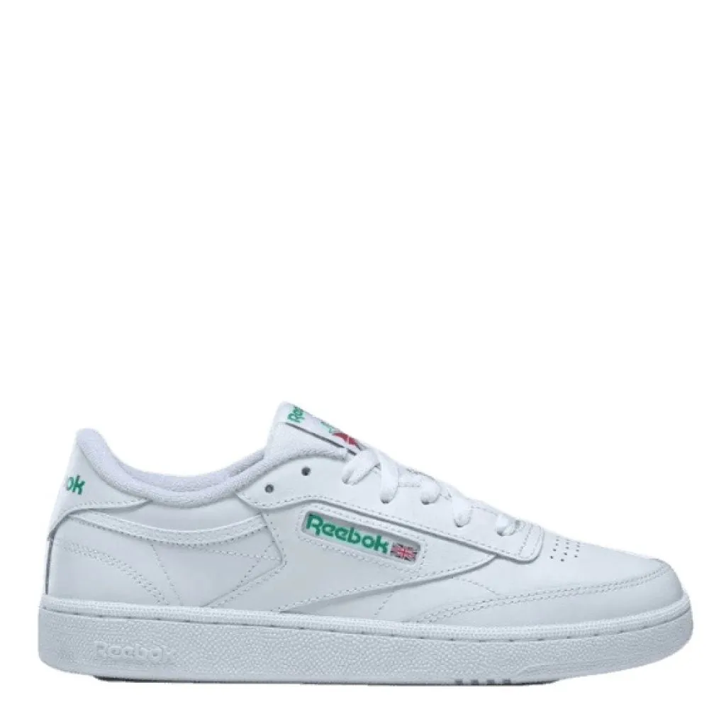 Reebok Women's Club C 85 in White/Glen Green Stable construction