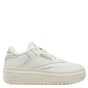 Reebok Women's Club C Extra in Chalk/Chalk/Glen Green Peace Step