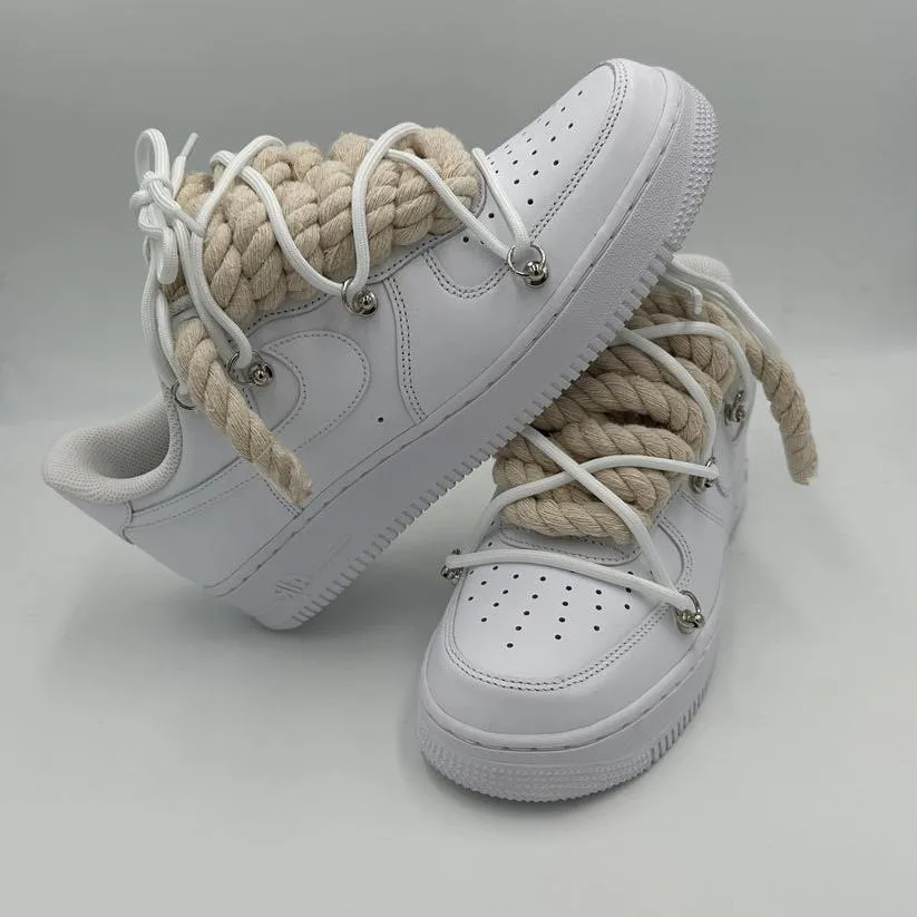 Marathon Fit Nike Air Force 1 Rope Laces Cream" Triple White