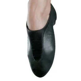 Roland -- Split Sole Jazz Shoe Slip-On, Suede Sole Patch -- Black Feather Light Long Distance