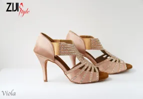 3.35" Viola -- Women's Latin Sandal -- Golden Satin Path Free AI Path