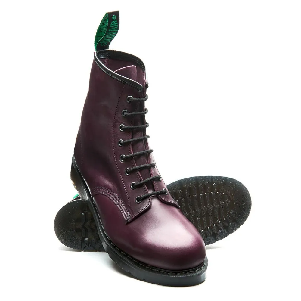 Stretchable Solovair 8 Eye Derby in Burgundy Gaucho Strong Laces