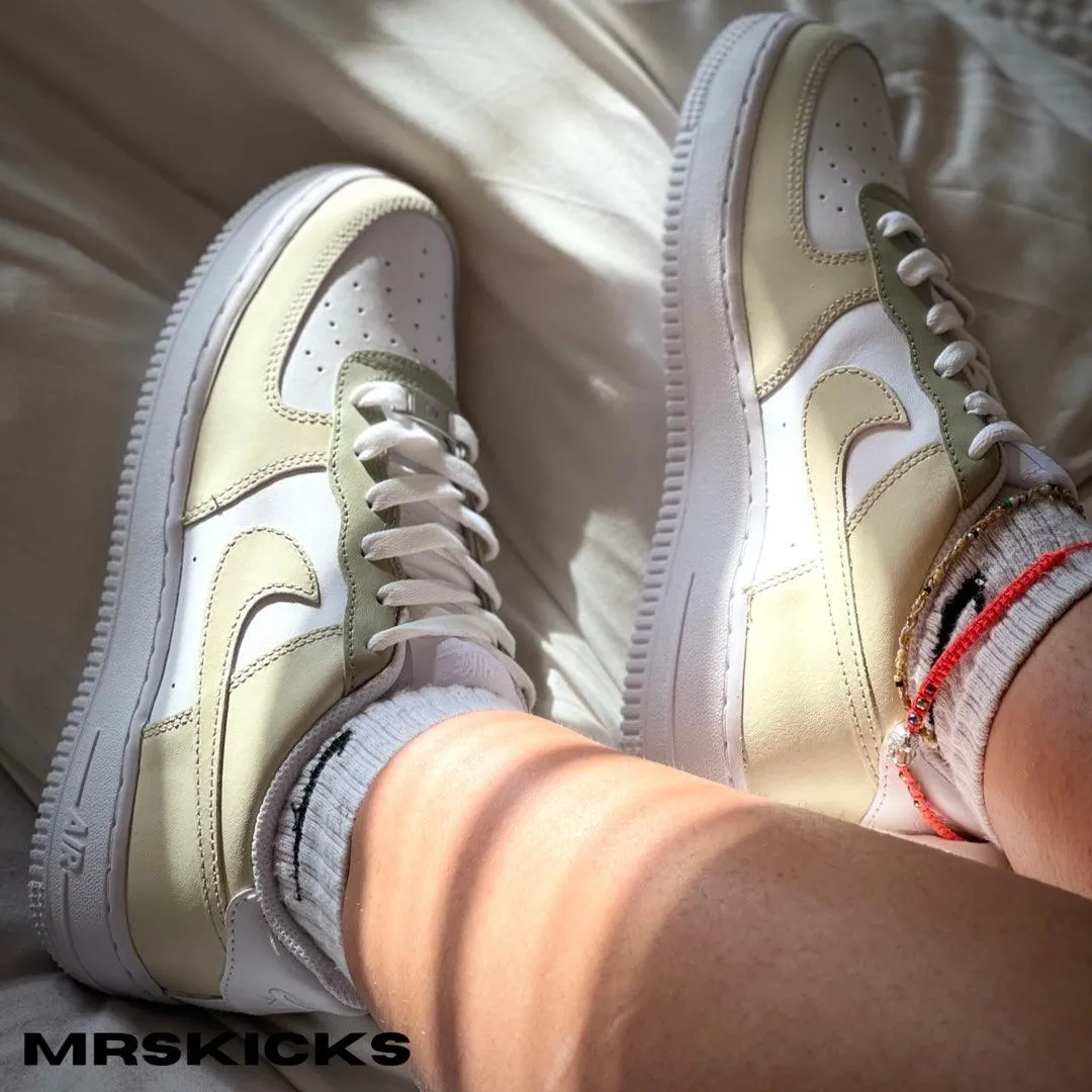 Custom Cream Airforce 1 Green Core Wide Path
