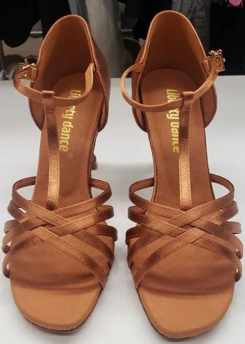 3" Ebba -- Women's Latin Sandal -- Dark Tan Satin Versatile Street Cool