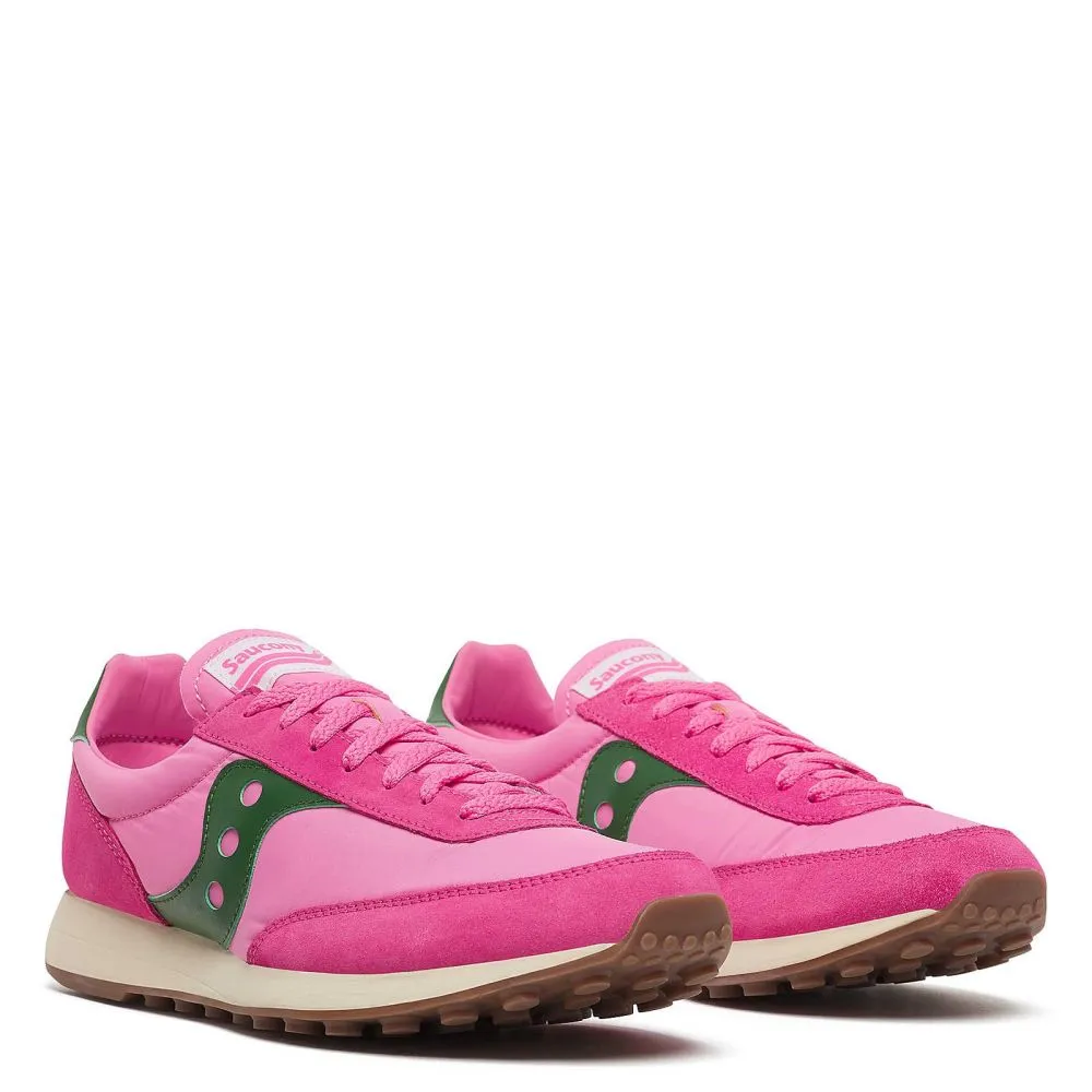 Saucony Women's Trainer 80 in Pink/Forest Dinner Look Urban Style