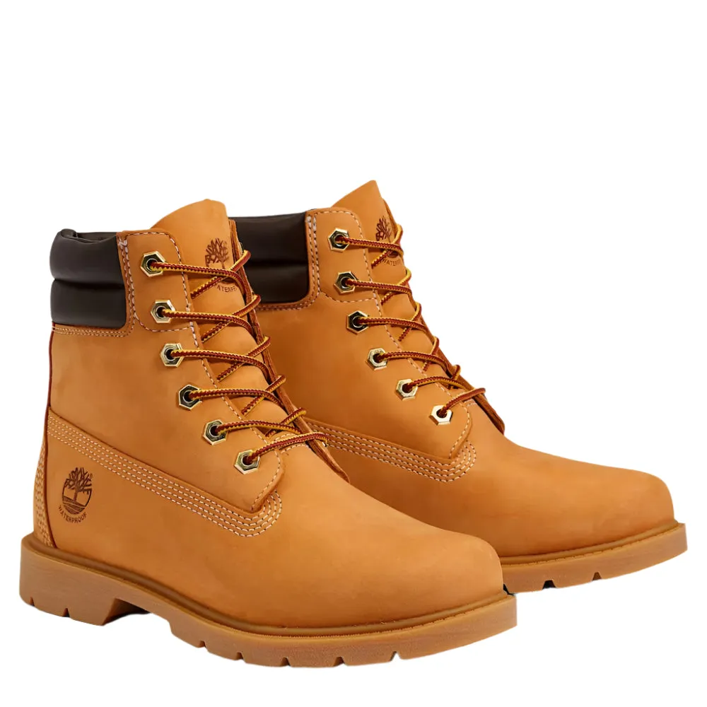 Light Tread Timberland Women's Linden Woods 6-Inch Waterproof Boot in Wheat Low Profile Cold Climate Comfort Backing