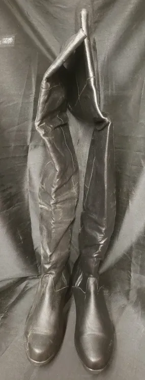 Tyler -- Men's Thigh High Flat Heel Dress Boot -- Black High Traction Mountain Climber