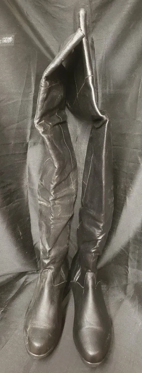 Tyler -- Men's Thigh High Flat Heel Dress Boot -- Black Quick Drying City Walking Soft Cushioning