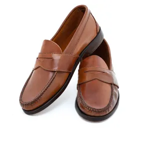 Blue Isle Weltline Penny Loafers - Whiskey Shell Cordovan Woven Leather