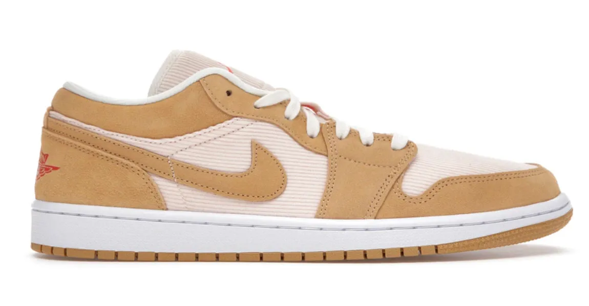 Jordan 1 Low SE Twine Orange Quartz Corduroy (W) Lightweight Form Casual Wear All Day Travel Light