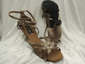 Athletic Happy Move 2.38" Brandy -- Flare Heel Latin Sandal -- Bronze Satin
