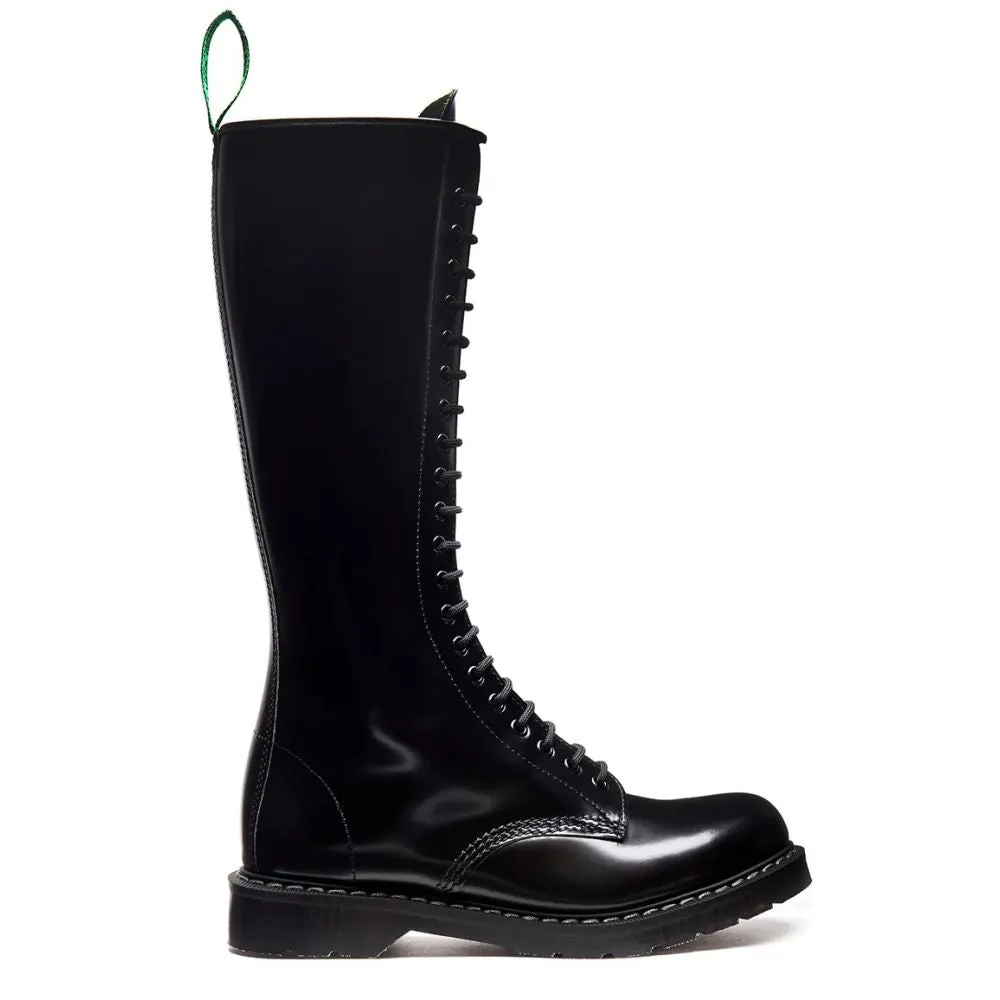 Urban Trekker Solovair 20 Eye Zip Derby Boot in Black Hi-Shine Run Errand