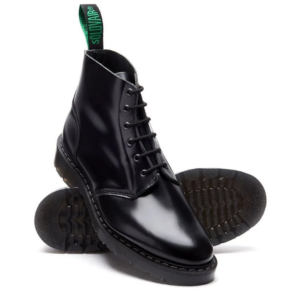 Solovair 6 Eye Astronaut Boot in Black Hi-Shine Easy   To   Clean Quick Drying Stylish Explorer Sleek Design
