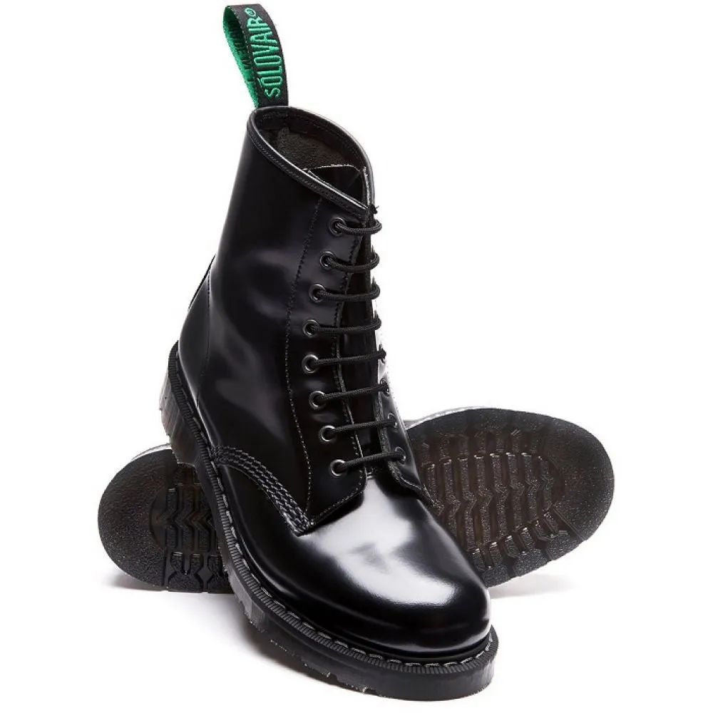 City Walk Solovair 8 Eye Derby Boot in Black Hi-Shine Urban Footwear Party Goer