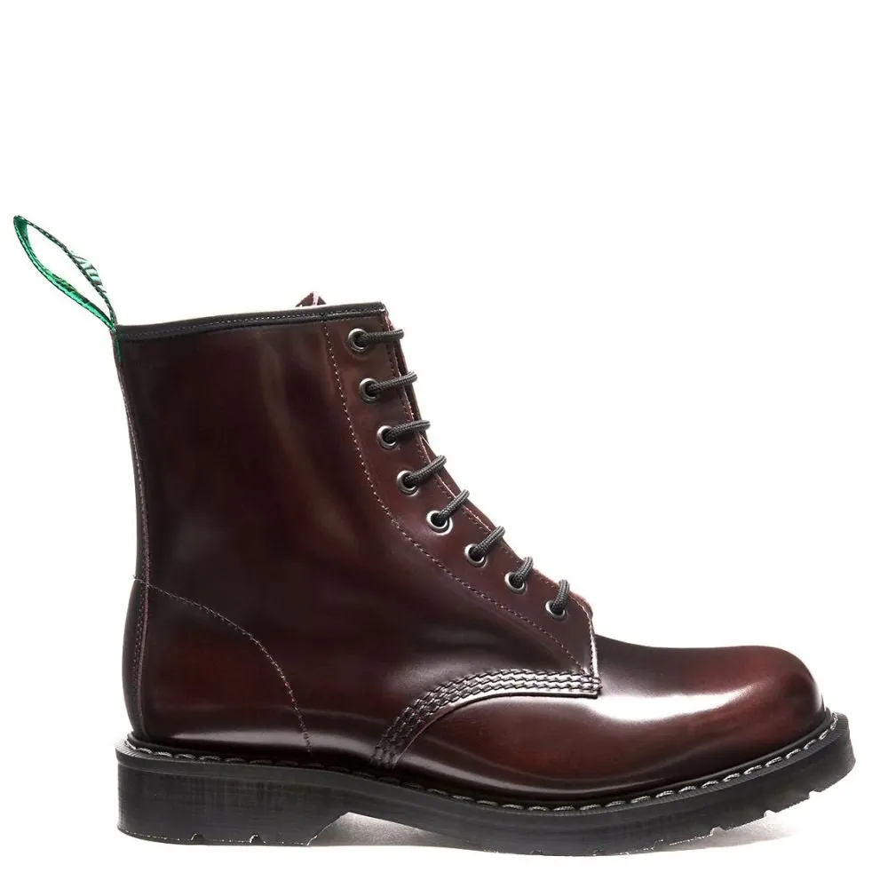 Solovair 8 Eye Derby Boot in Burgundy Rub-Off Premium Touch Timeless Style