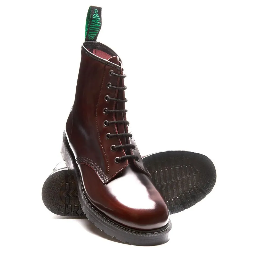 Deep Tread Solovair 8 Eye Derby Boot in Burgundy Rub-Off Premium Touch