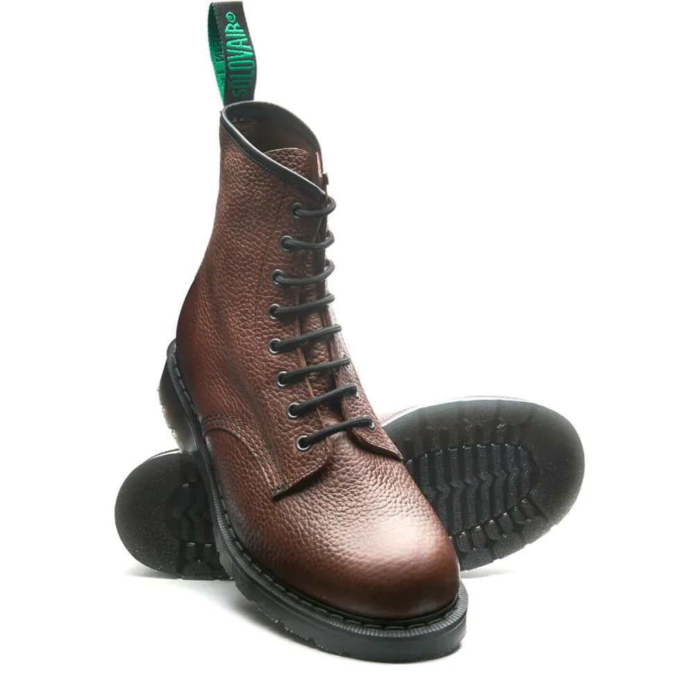 Padded Interior Night Travel Non Slip Ease Solovair 8 Eye Derby Boot in Gaucho Brown Grain