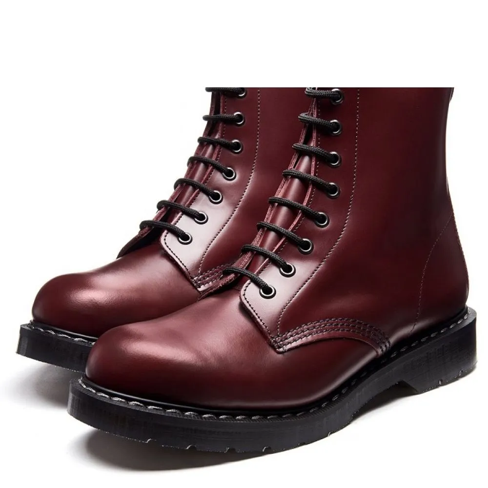 Versatile use No Tie Flex Solovair 8 Eye Derby Boot in Oxblood Hi-Shine
