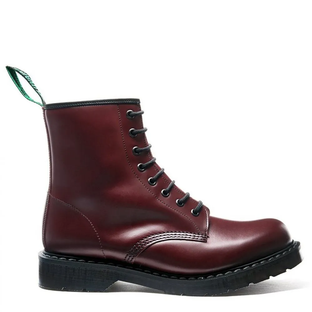 Solovair 8 Eye Derby Boot in Oxblood Hi-Shine Smooth Soles Flexible structure