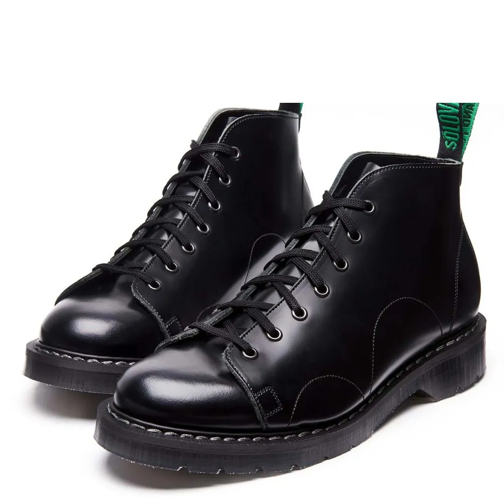Solovair Monkey Boot in Black Hi-Shine No Tie Form non-slip Extreme Grip