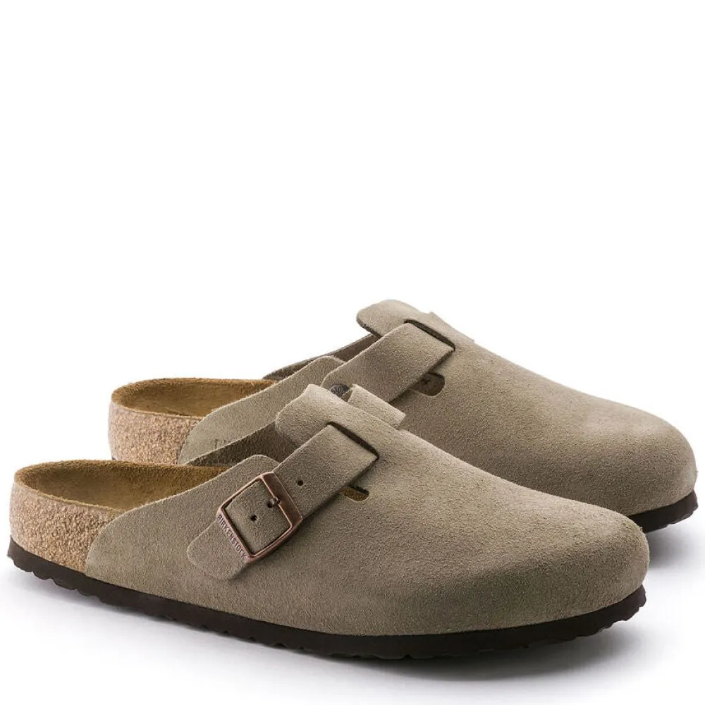 Weekend Wear Thermal Lining Flexible Sole Birkenstock Boston Softbed Suede Leather in Taupe