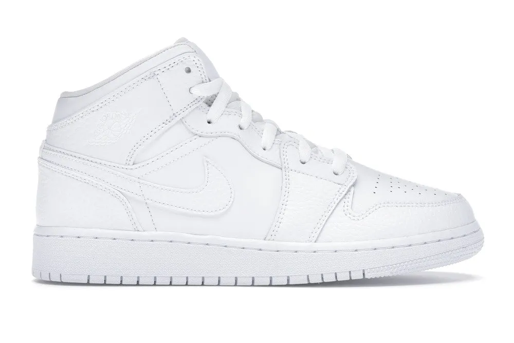 Polish Look Abrasion resistant Jordan 1 Mid Triple White (GS)