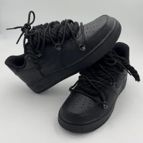 Nike Air Force 1 Rope Laces Black??Triple Black Breath Fresh