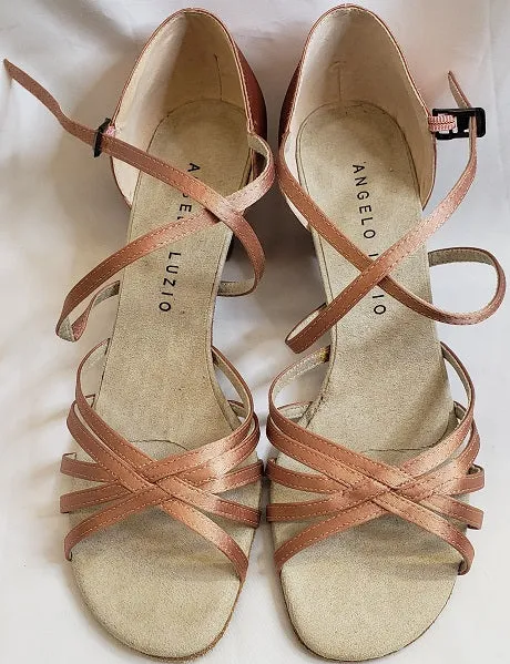 2" Susie -- Women's Latin Ballroom Sandal -- Bronze Satin Korean Trend Business Mode