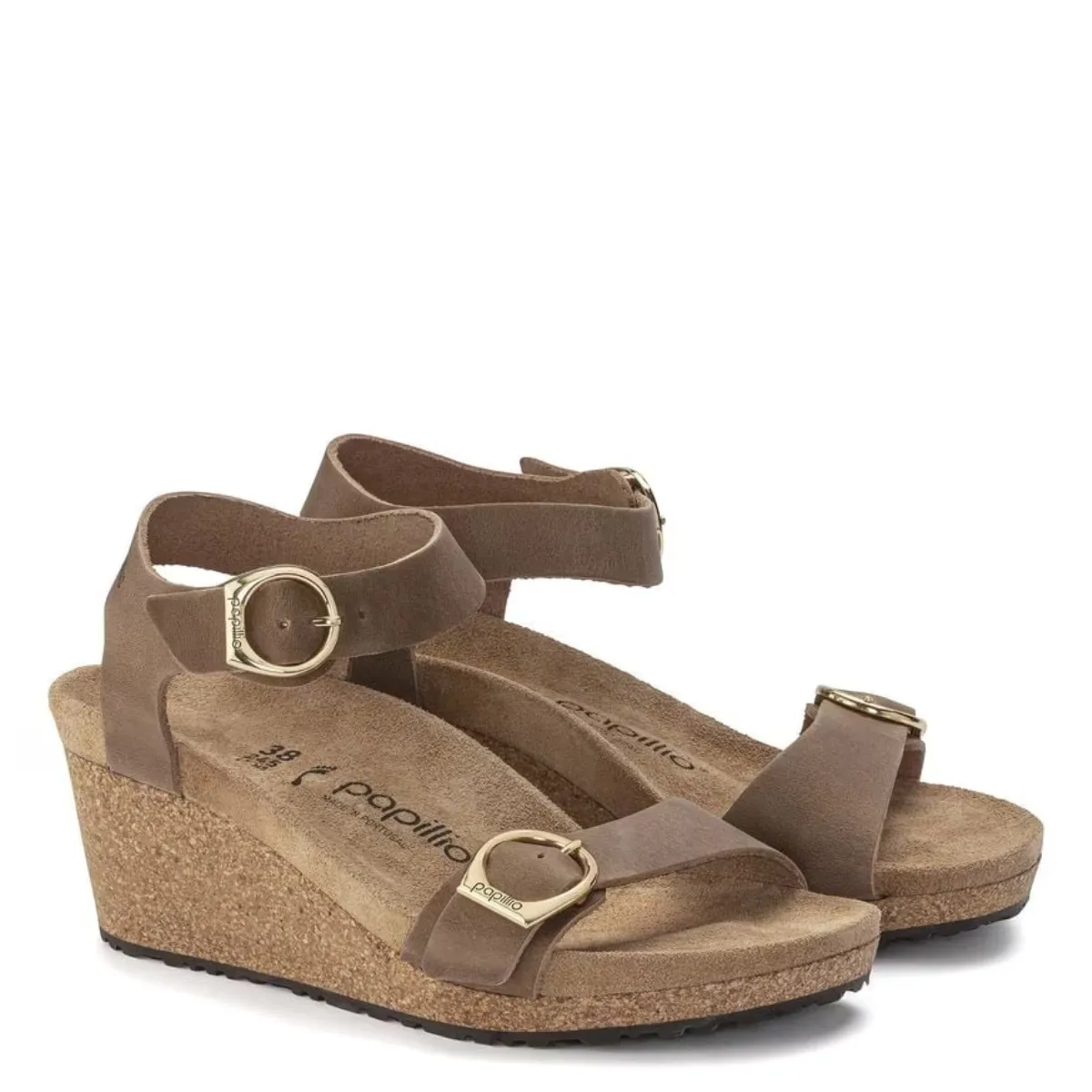 Embroidered Tall Strappy Sandals Birkenstock Women's Soley Ring-Buckle Oiled Leather in Cognac