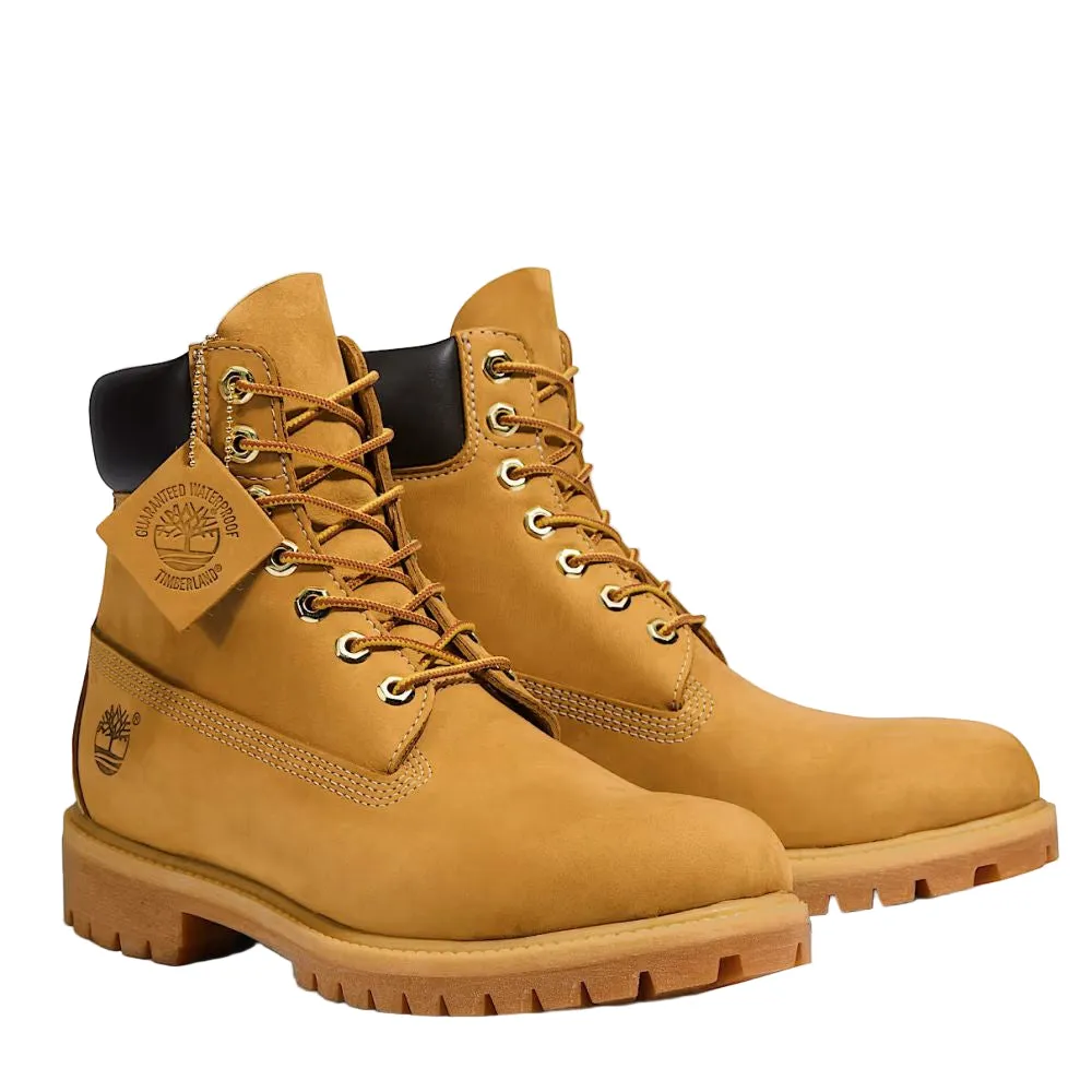 Rain Shield Built For Adventure Timberland Men's 6-Inch Premium Waterproof Boot in Wheat Nubuck Breathable Finish