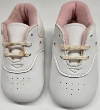 Rickia -- Infant's Sneaker with Soft Sole -- White/Pink Rapid pace Sky Light