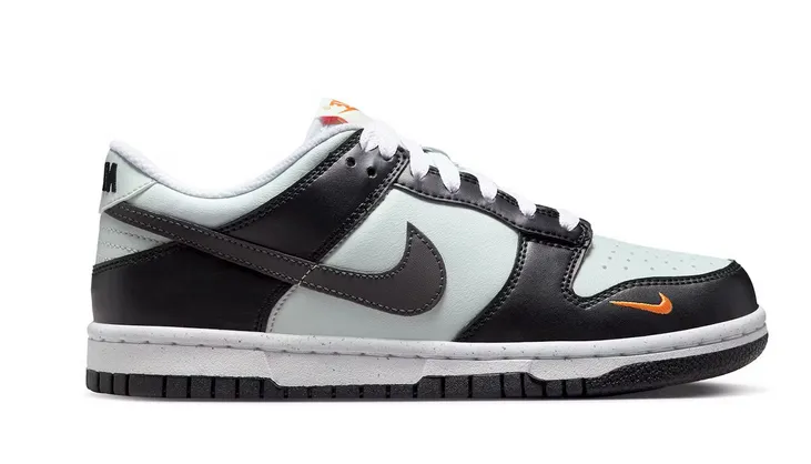 Nike Dunk Low Black Bright Mandarin Mini Swoosh (GS) Silk Feel