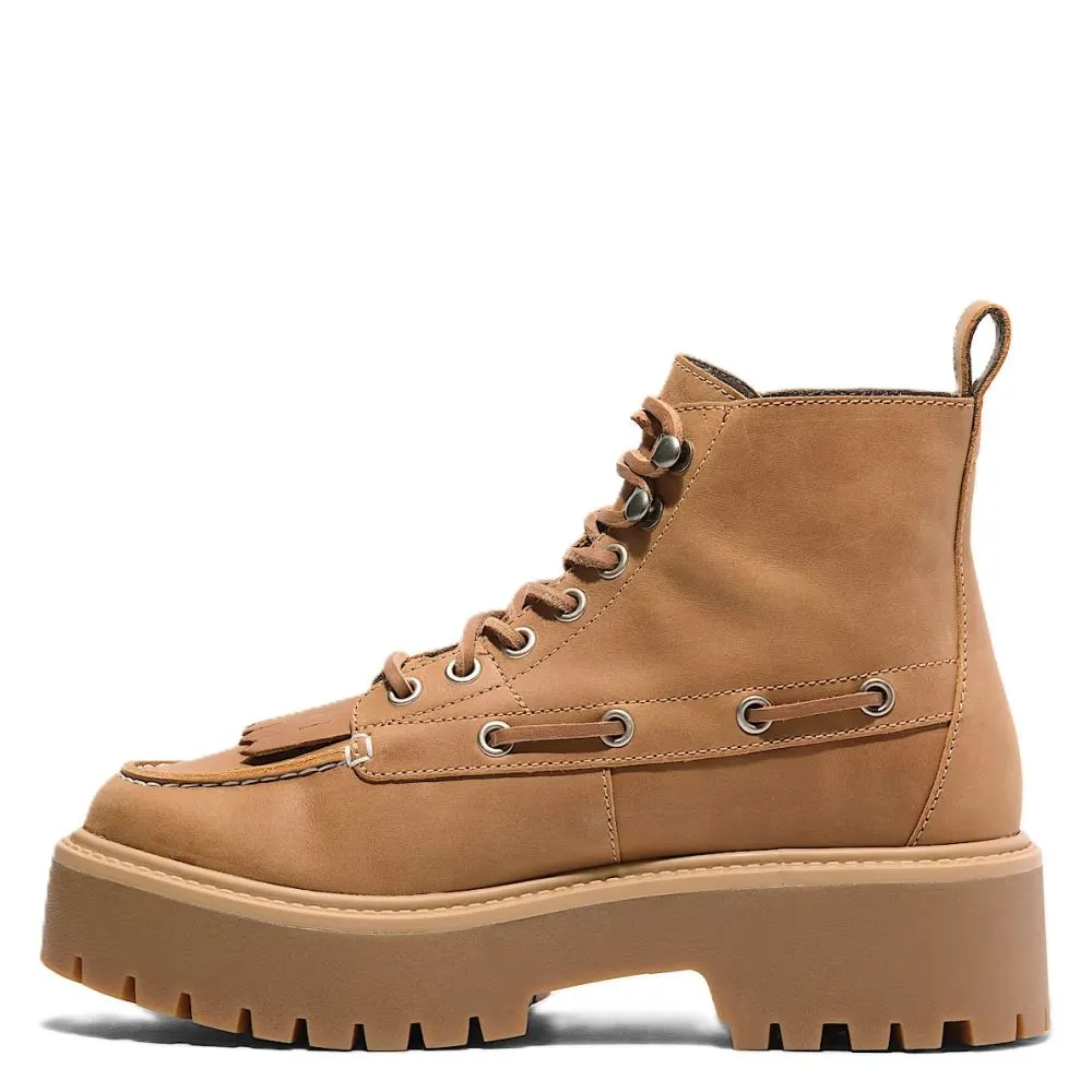 Timberland Women's Stone Street Mid 7-Eye Platform Boot in Wheat Full-Grain Protective Cushion Quick Drying Rough Trail Hiker