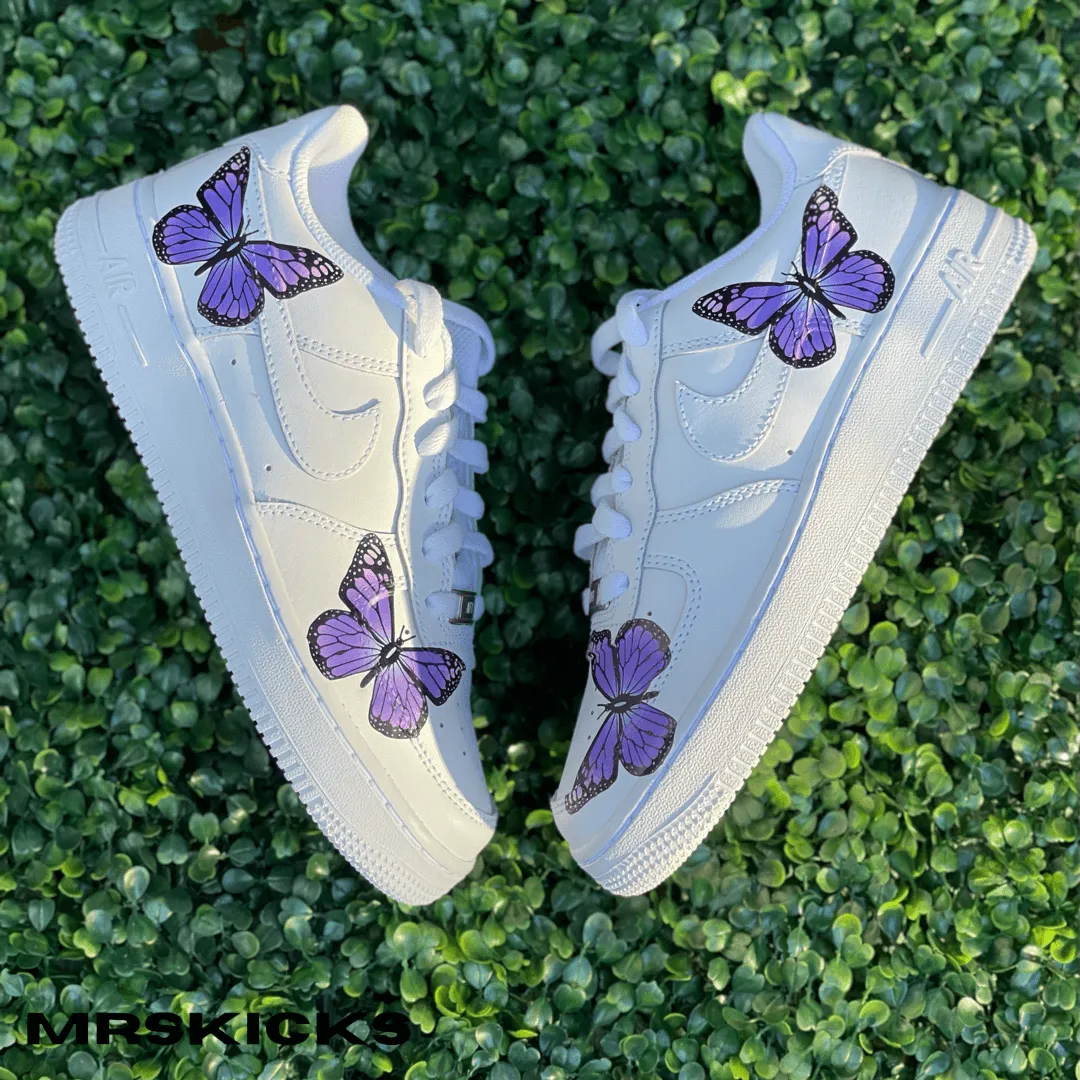 velcro Custom Purple butterfly Airforce 1
