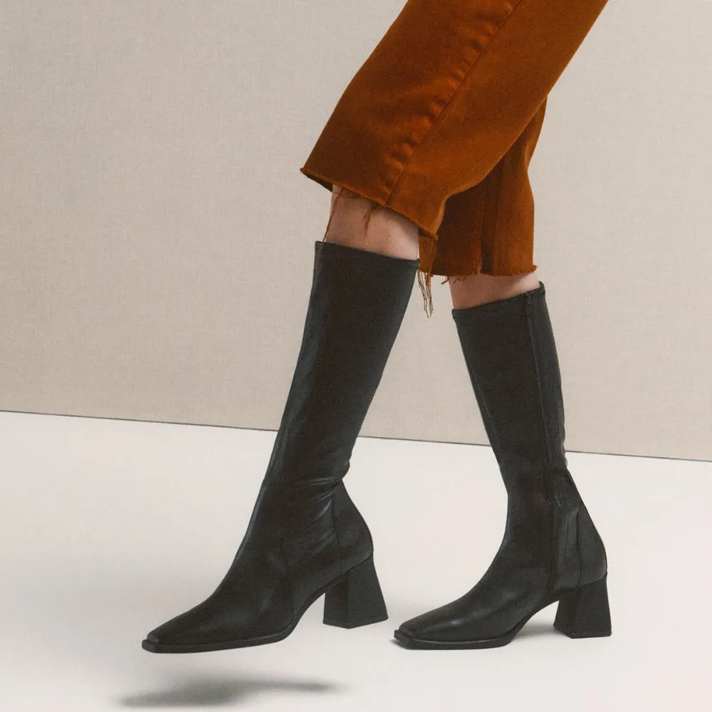 Anti-Skid Casual Flex Vagabond Women's Hedda Tall Boots in Black Leather/Comb