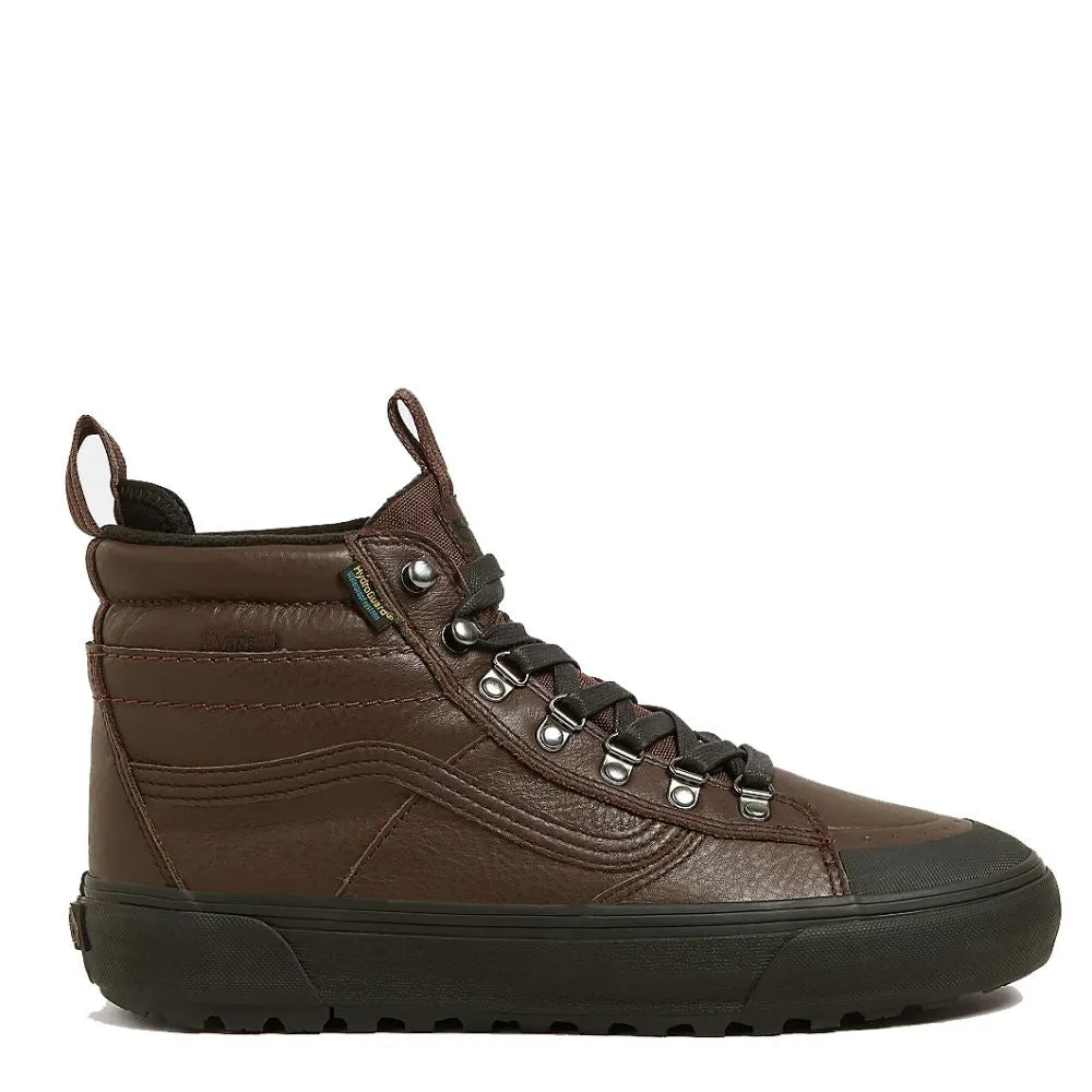 Vans Men's MTE Sk8-Hi Waterproof in Brown Premium-Leather Wave Flow